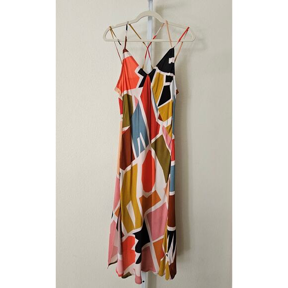 Anthropologie Dresses & Skirts - ANTHROPOLOGIE CONDITIONS APPLY Abstract Multicolored Slip Midi Dress Sz M